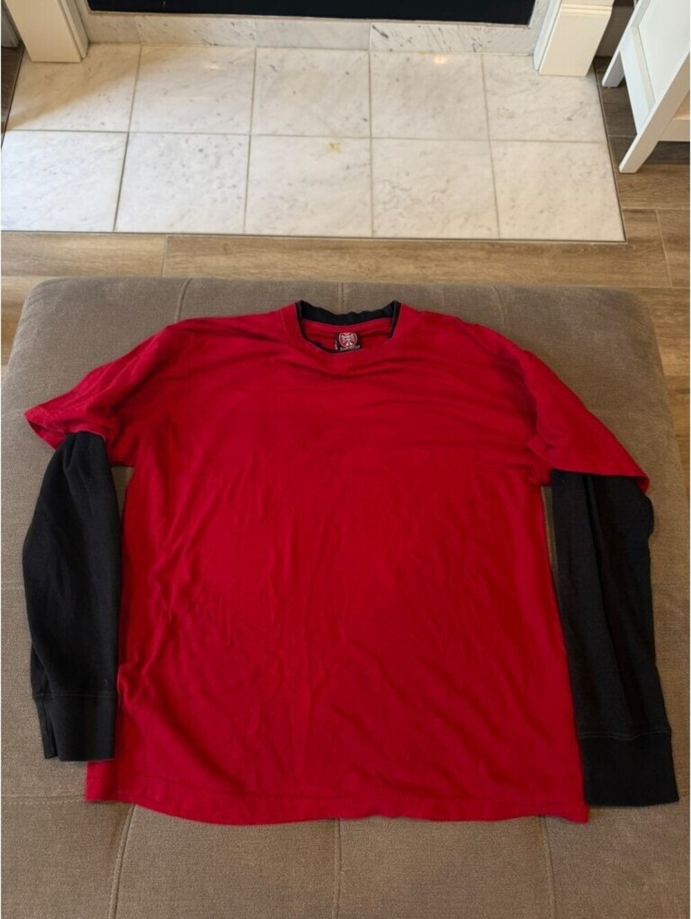 West Coast Choppers Jesse James Red Black Thermal Shirt M